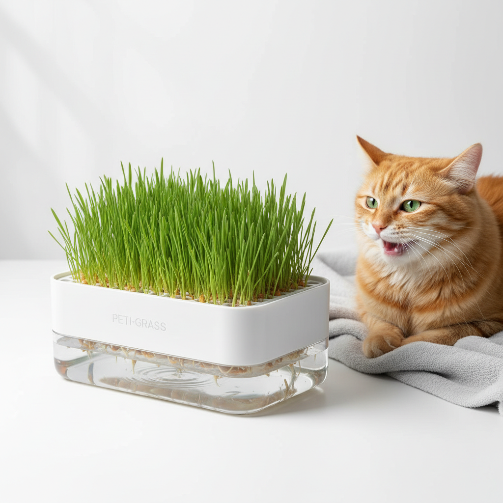Plantador de Hierba para Gatos — Bandeja Hidropónica Autosuficiente, Fácil de Usar